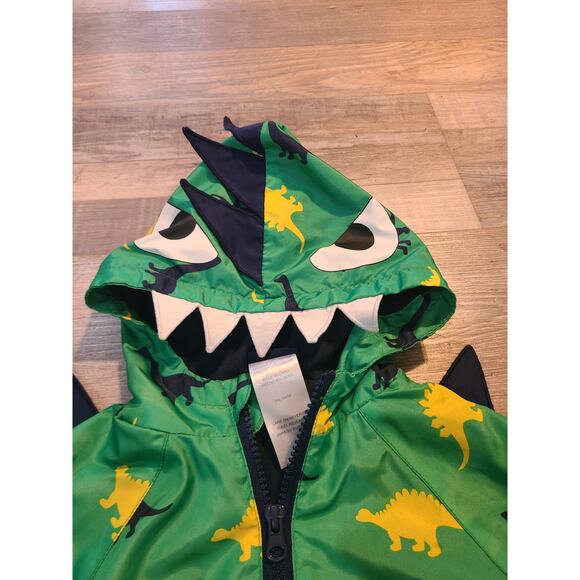 Little Rebels boy's Dinosaur wind jacket green, yellow and black size 2T - Picture 3 of 8